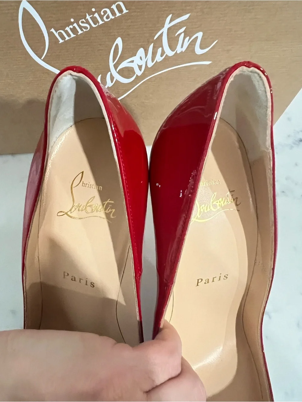 Christian Louboutin Red Patent Pigalle Follies 100mm Pumps